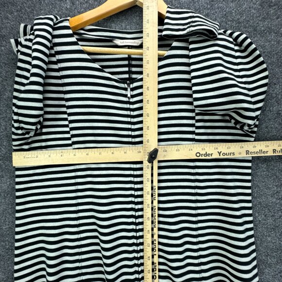 Soft Surroundings Tunic Top Womens Medium Black Striped Knit Zip Front Flowy - Picture 13 of 16